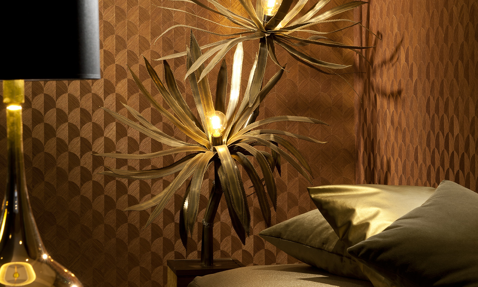 gemütliches Interior, Lampendesign, 3d-Tapete